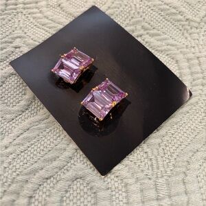 Elegant Violet CZ Clip-On Earrings